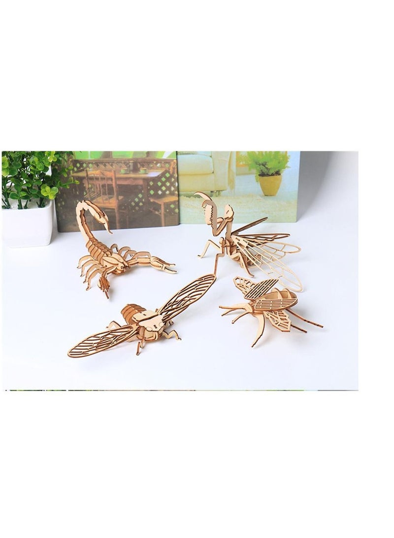 3D Wooden Insect Puzzle 8 Piece Set Animal Skeleton Assembly Model Puzzle DIY Crafts Toys Gifts for Kids and Adults Teens Boys Girls
