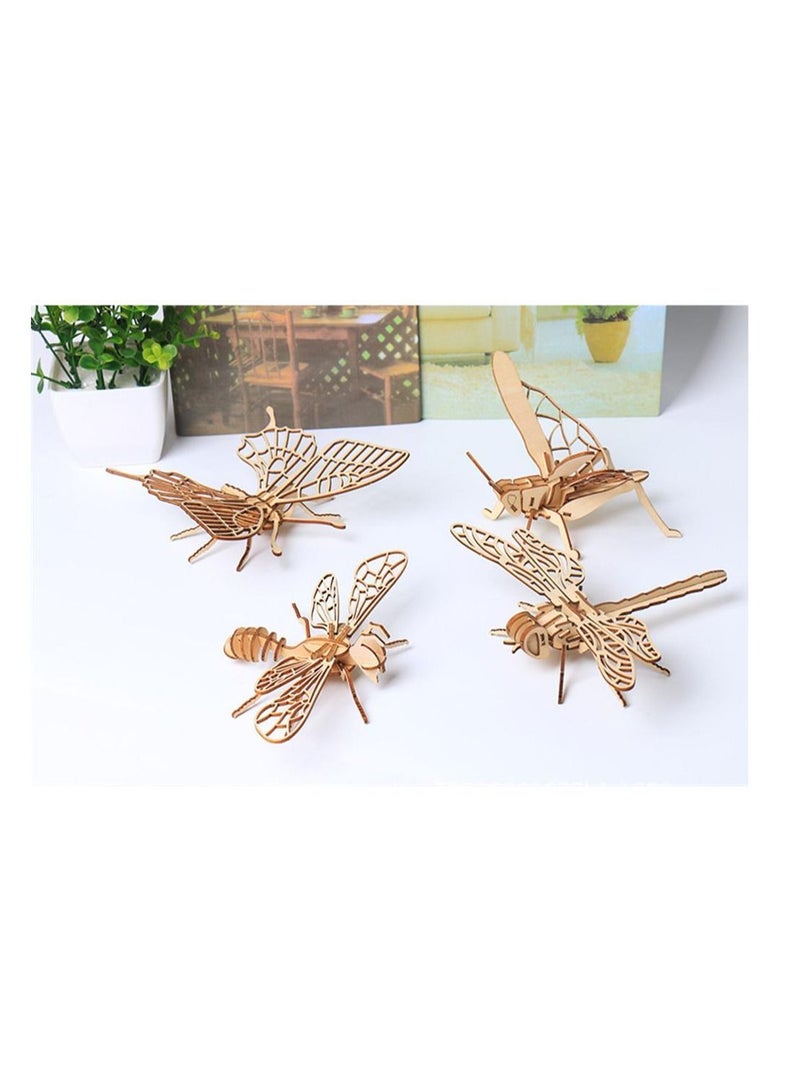 3D Wooden Insect Puzzle 8 Piece Set Animal Skeleton Assembly Model Puzzle DIY Crafts Toys Gifts for Kids and Adults Teens Boys Girls