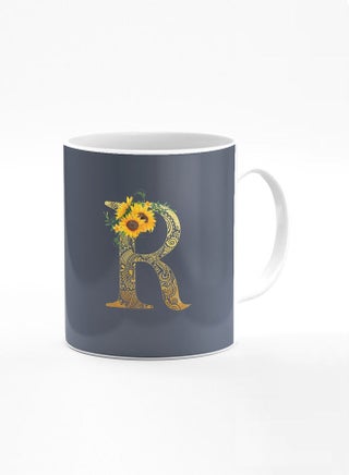 Designer Printed Coffee Mug 11oz Ceramic Personalised Gift Mugs Cup Custom Monogram Initial Letter Floral Pattern Alphabet R (Bright Grey) - pzsku/Z2C784E7810D97EFA45ECZ/45/_/1676968165/7a3fe3d3-6630-4def-8619-dd5842f83d53