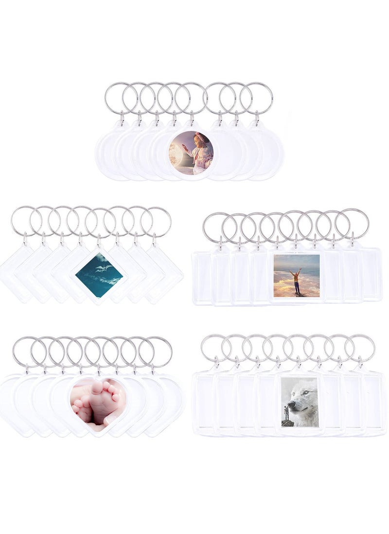 SYOSI - 40Pcs Pendant Picture Frame Keyrings, Make Your Own Keyring Kit, Keychain Central Photo Frame Pendant for Kids To Assemble And Attach To Key Rings And Bags - Image 1