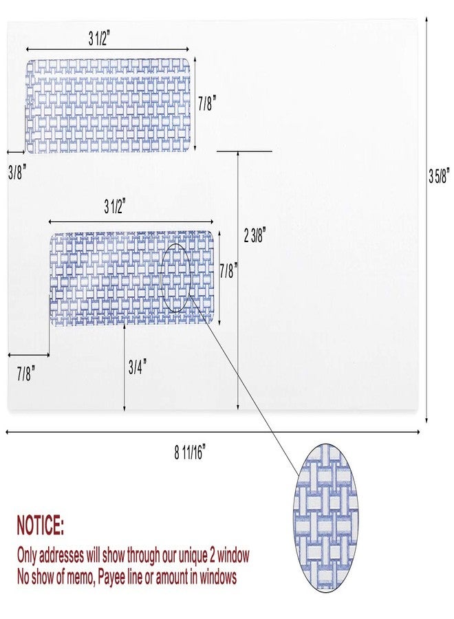 HERKKA No.8 Double Window Self-Seal Security Envelopes, #8 Double Window Envelopes with Blue plaid,Suitable for Computer Printed Checks - Image 4