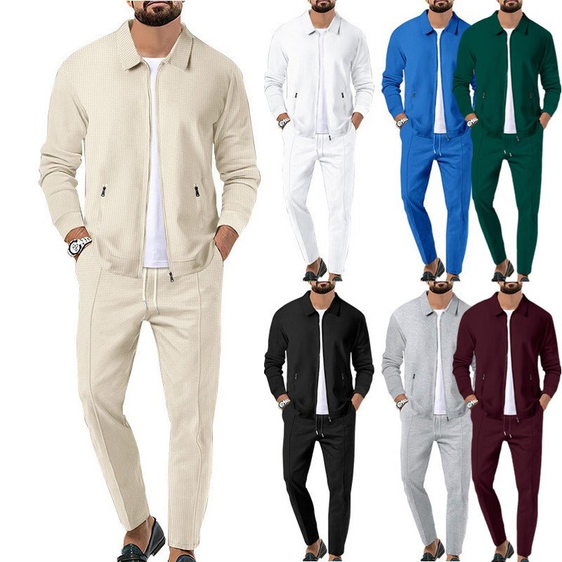 MUSE Men's Casual Zip-Up Cardigan Jacket with Collar - Lightweight Knit Outerwear for Spring and Autumn - Image 2