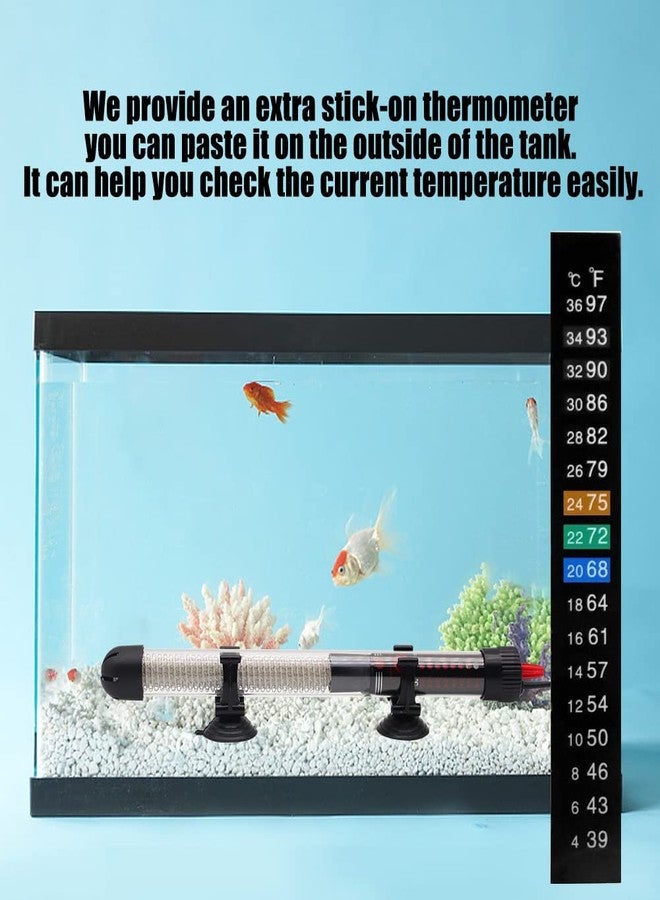 APlayfulBee سخان حوض السمك APlayfulBee بقدرات 25 واط، 50 واط، 100 واط، 200 واط، 300 واط، سخان غاطس أوتوماتيكي مزود بمنظم حرارة، سخان حوض السمك مع أكواب شفط وملصق ترمومتر، سخان غاطس (50 واط) - Image 4