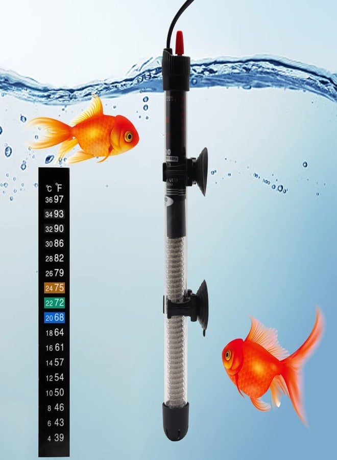 APlayfulBee سخان حوض السمك APlayfulBee بقدرات 25 واط، 50 واط، 100 واط، 200 واط، 300 واط، سخان غاطس أوتوماتيكي مزود بمنظم حرارة، سخان حوض السمك مع أكواب شفط وملصق ترمومتر، سخان غاطس (50 واط) - Image 5