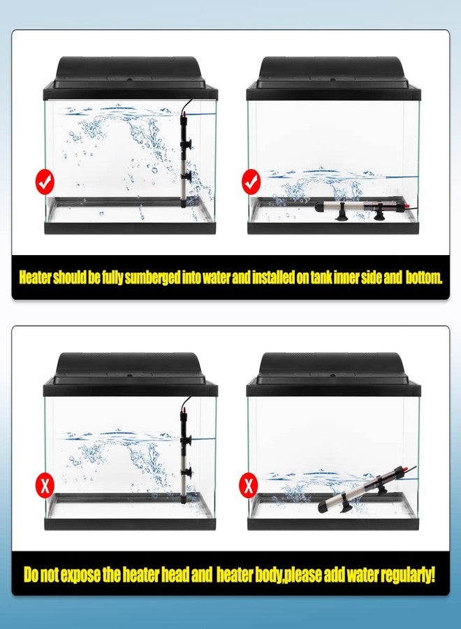 APlayfulBee سخان حوض السمك APlayfulBee بقدرات 25 واط، 50 واط، 100 واط، 200 واط، 300 واط، سخان غاطس أوتوماتيكي مزود بمنظم حرارة، سخان حوض السمك مع أكواب شفط وملصق ترمومتر، سخان غاطس (50 واط) - Image 3