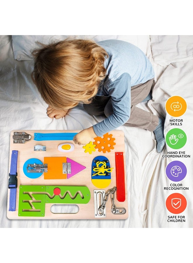 ABERLLS Montessori Busy Board for Toddlers, Wooden Sensory Toys, Preschool Learning Activities for Fine Motor Skills Travel Toy, Basic Life Skills Educational Gifts for 1 2 3 Years Old Kids Boys Girls - Image 2