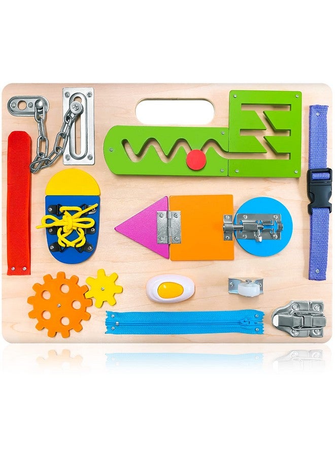 ABERLLS Montessori Busy Board for Toddlers, Wooden Sensory Toys, Preschool Learning Activities for Fine Motor Skills Travel Toy, Basic Life Skills Educational Gifts for 1 2 3 Years Old Kids Boys Girls - Image 1