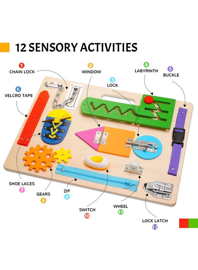 ABERLLS Montessori Busy Board for Toddlers, Wooden Sensory Toys, Preschool Learning Activities for Fine Motor Skills Travel Toy, Basic Life Skills Educational Gifts for 1 2 3 Years Old Kids Boys Girls - Image 3