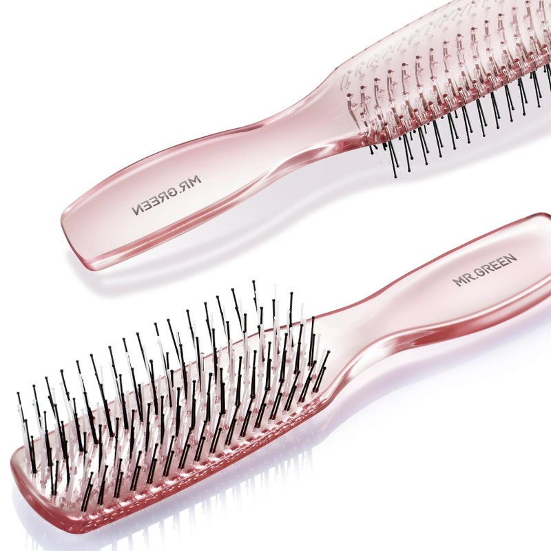 MrGreen MRGREEN Hair Brush Crystal Scalp Massage Combs Volumizing Hair Styling Fine Tooth Detangling Tool For Long Wet Dry Hair Women Gift Pink Large 