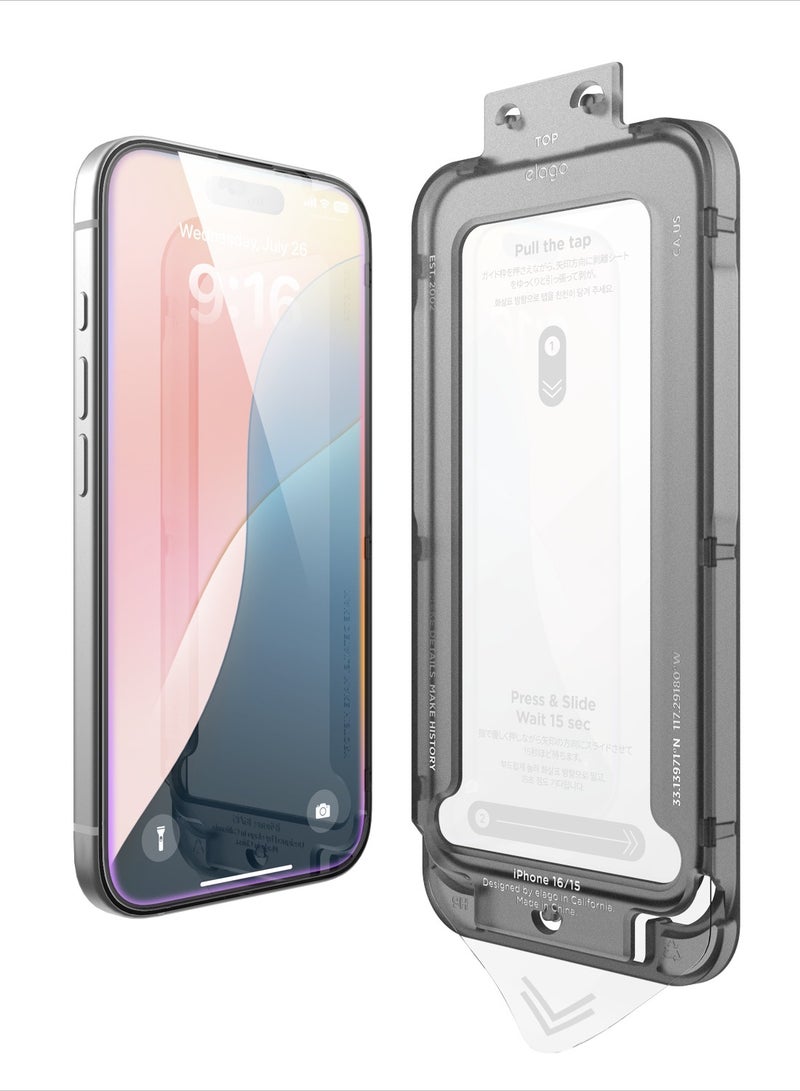 Elago Tempered Glass for iPhone 16 (2024) Screen Protector - [1 PACK] with Easy Installation Tray