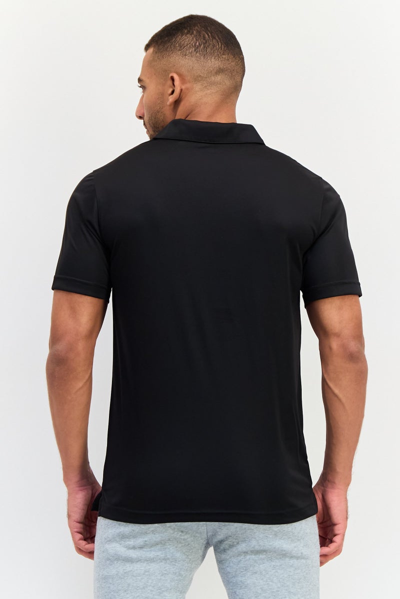 PUMA تي شيرت بولو رياضي للرجال بشعار العلامة التجارية، أسود - Image 4