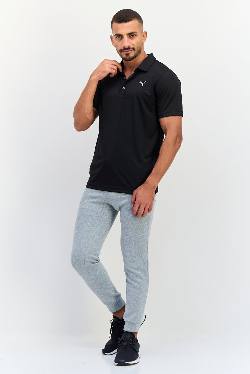 PUMA تي شيرت بولو رياضي للرجال بشعار العلامة التجارية، أسود - Image 2