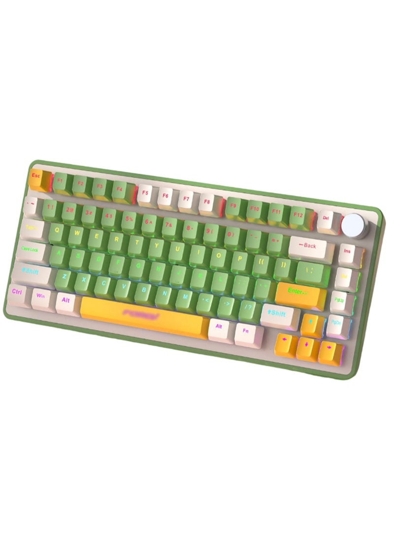 Wired Mechanical Keyboard, RGB Backlit 82 Keys Keyboard Suitable For Gaming,E-Sports,Study,Work (YellowGreen) - Image 1