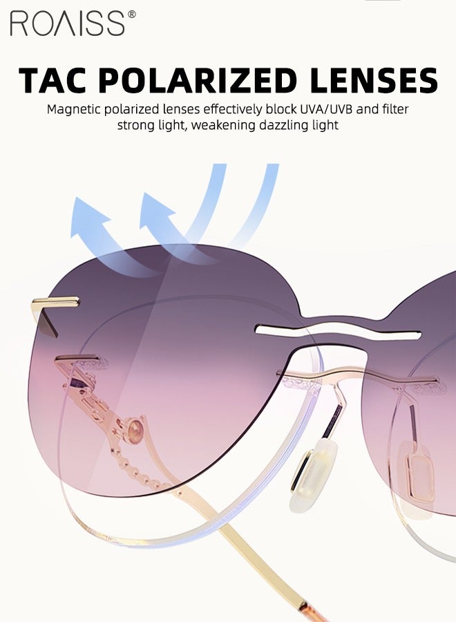 roaiss 2 in 1 Magnetic Polarized Clip-On Sunglasses Set, Blue Light Blocking Glasses with Magnetic Polarized Lenses, Multi-Function Glasses with Rhinestone Decor, Suitable for Women Day and Night Use - Image 4