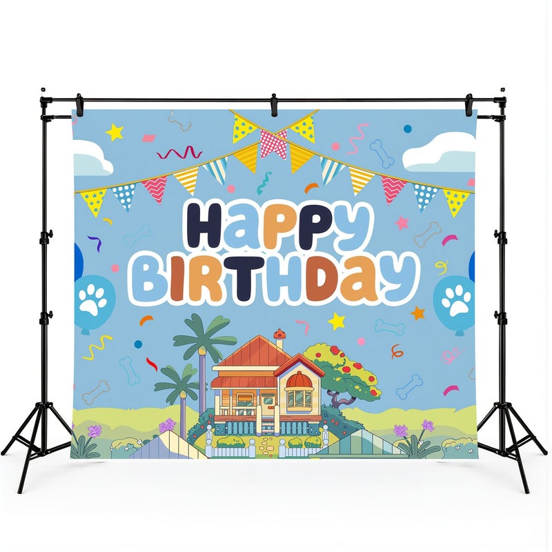 Happy Birthday Backdrop Kids Dog Theme Vinyl Party Photo Background 125x83cm - Image 1