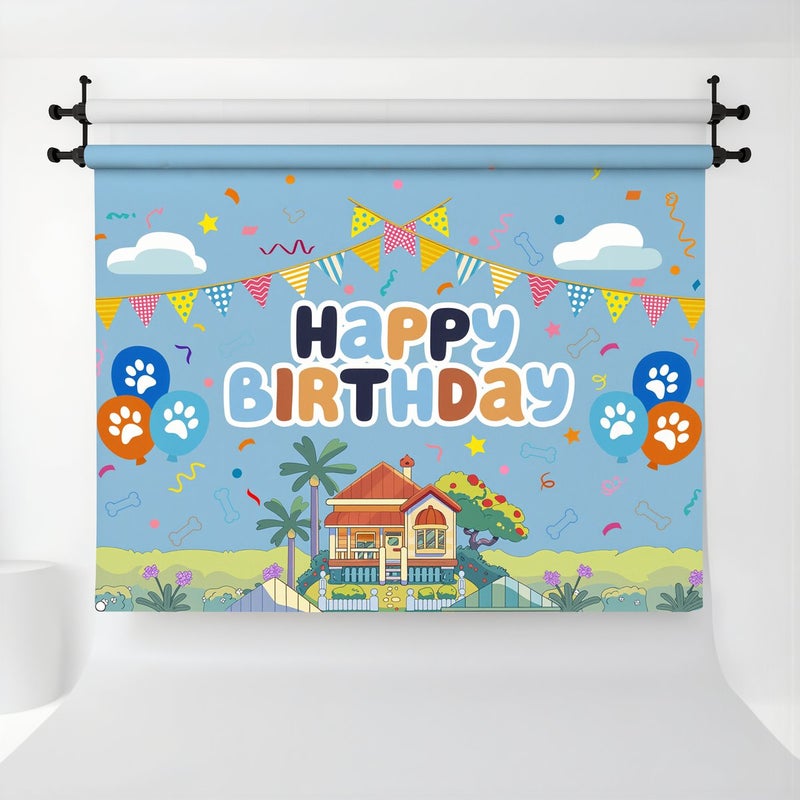 Happy Birthday Backdrop Kids Dog Theme Vinyl Party Photo Background 125x83cm - Image 3