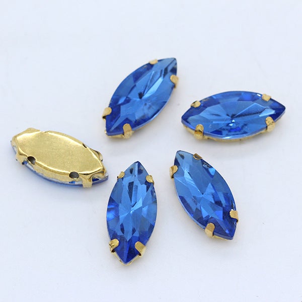Wholesale horse eye crystal glass claw drill multi-specification hand-stitched claw drill DIY clothing wedding dress bag shoes accessories Medium Blue 