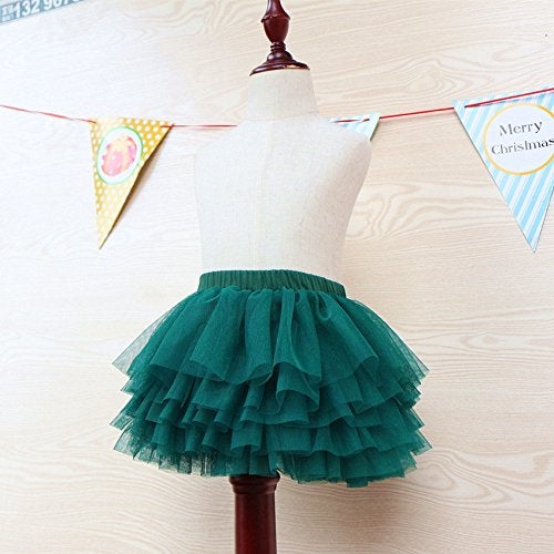 elamccor Baby Girls' Tutu Skirt Toddler 6 Layered Tulle Tutus 1-8T Dark Green - Image 2