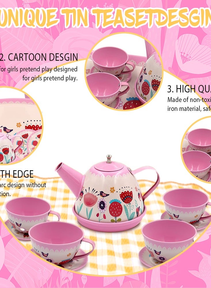 جارلو طفل مجموعة الشاي ، والشاي الأميرة الوقت لعبة مجموعة لعبة - إبريق الشاي مجموعة أدوات المائدة والحلويات والحقائب ، مطبخ لعبة التظاهر القصدير الشاي الطرف مجموعة هدايا للأطفال لعبة الماشي بخطى متثاقلة ( 1 ) - Image 5