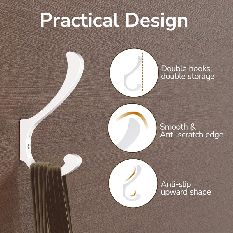 jockcaras Strong durable raw material Hanging Coat Hooks Wall Mount - Heavy Duty (30LB), Large Coat Hanger Wall Hangers, Metal Hooks For Hanging Towels, Backpack, Hat, Jacket, Key, Bag, Purse, Clothes (White 6 Pack) Trusted all-purpose quality - Image 5