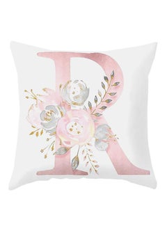 Y&D Floral English Alphabet Printed Pillow Case Pink/White 45*45cm 