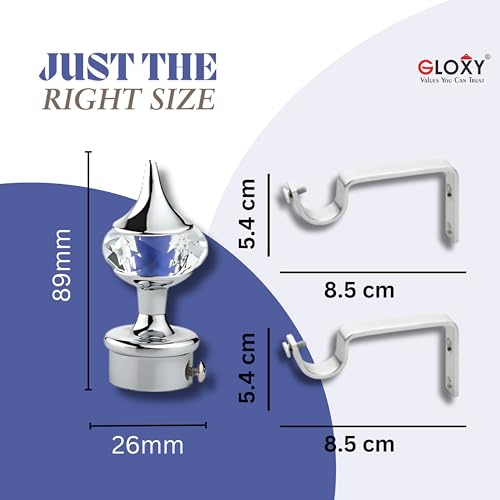 Gloxy Enterprise Aluminum Single Diamond Curtain Brackets Parda Holders With Support Fittings 1 Inch Rod Pocket Finials Designer Door And Window(Dark Blue 6 Pair) - Blackout - Image 5