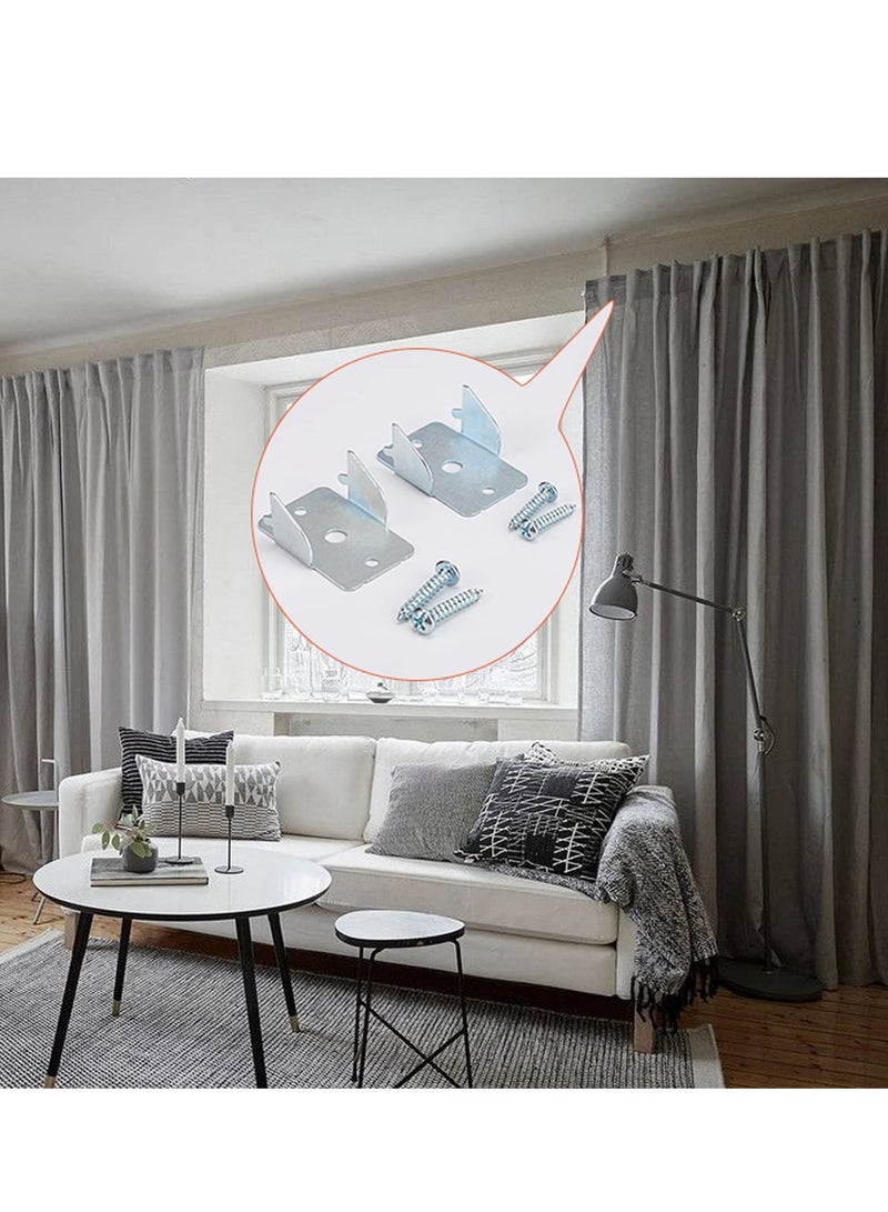 SYOSI 10pcs Metal Curtain Rods Brackets, Sturdy Curtain Rod Holders with Screws, Wall Mounted Double Curtain Rod Support Hooks Wall Brackets Holder for Home Office, Silver - Image 5