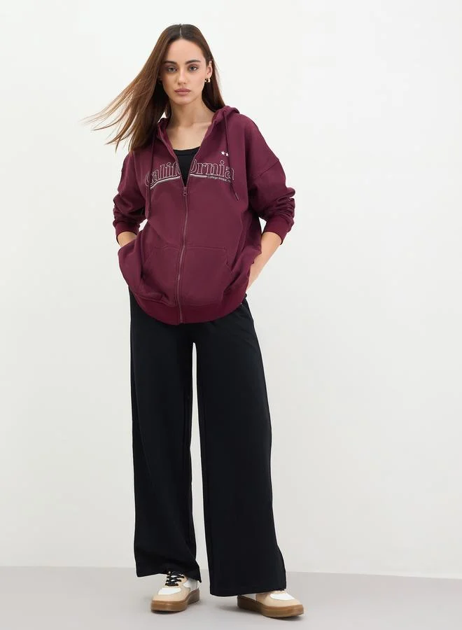 Styli Purple California Graphic Longline Sweatshirt