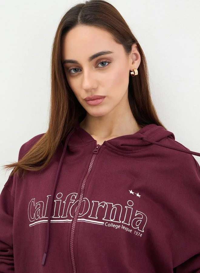 Styli Purple California Graphic Longline Sweatshirt