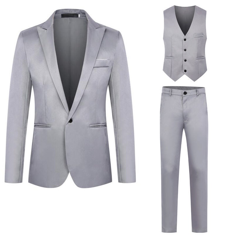 Men'S Business Casual Suit Men'S Vest Suit Three-Piece Set Slim-Fit Formalwear Best Man Suit - Image 2