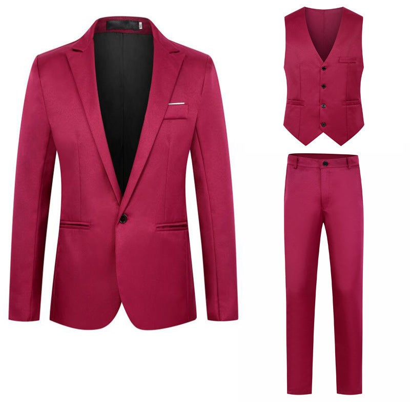 Men'S Business Casual Suit Men'S Vest Suit Three-Piece Set Slim-Fit Formalwear Best Man Suit - Image 4