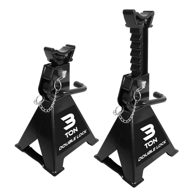 Torin AT43005AB Steel Heavy Duty Jack Stands Double Locking Pins 3 Ton 6000 lb Capacity Black 1 Pair 2 Pack