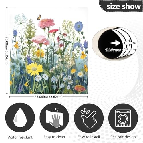 GUIJI Brightly Coloured Bushes Dishwasher Magnet Cover for Washers Fridge Panel Decal Cover Washing Machine Cabinet Reusable Dishwasher Door Covers Decorative-23 W x 26" H Inch - Image 3