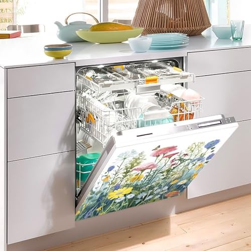 GUIJI Brightly Coloured Bushes Dishwasher Magnet Cover for Washers Fridge Panel Decal Cover Washing Machine Cabinet Reusable Dishwasher Door Covers Decorative-23 W x 26" H Inch - Image 4