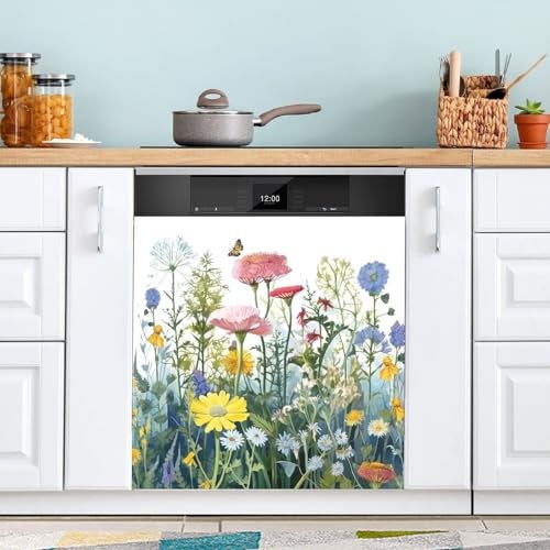 GUIJI Brightly Coloured Bushes Dishwasher Magnet Cover for Washers Fridge Panel Decal Cover Washing Machine Cabinet Reusable Dishwasher Door Covers Decorative-23 W x 26" H Inch - Image 5
