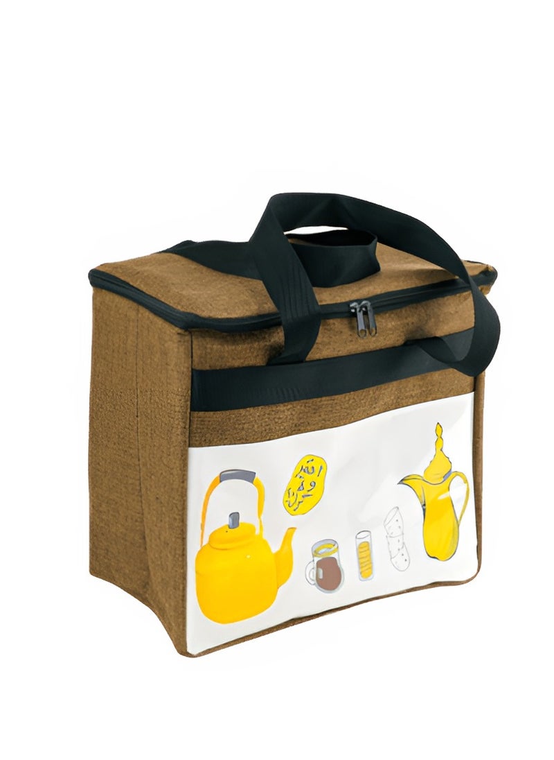 BASURRAH Canvas Bag Basket for Tea, Coffee and Dallah Thermos for Travel Beige Multicolor Random Selection  - Image 2