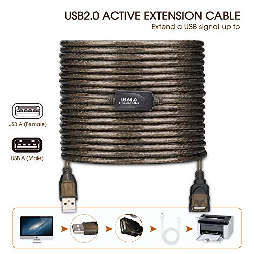 LDKCOK USB 2.0 Type A Male to A Female Active Repeater Extension Cable 50ft, High Speed 480 Mbps - Image 5