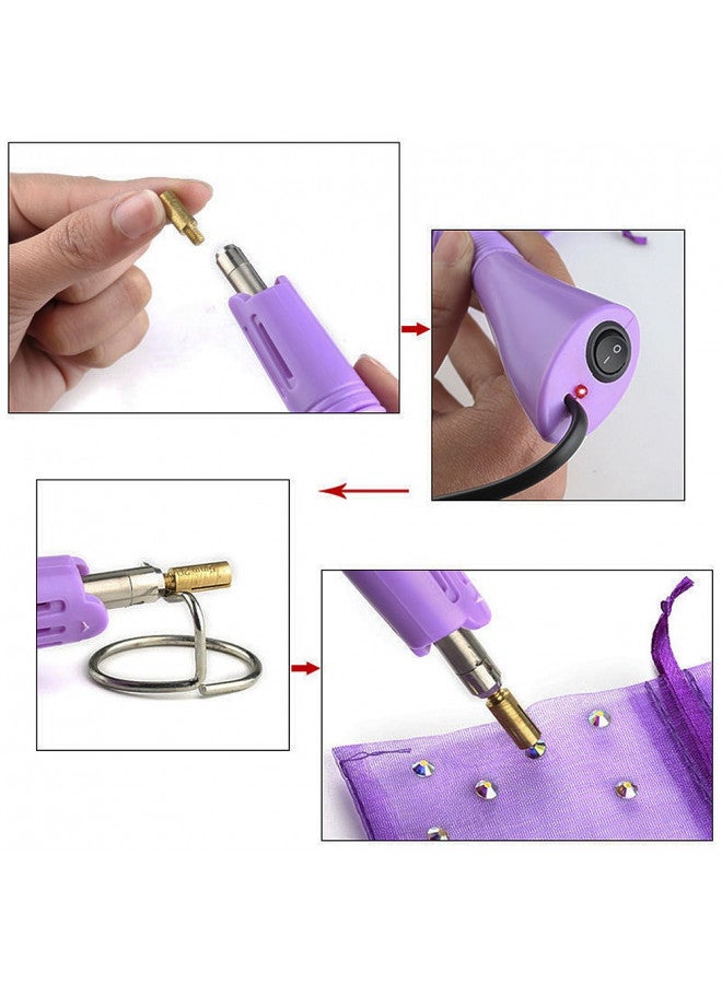 Co-link Hotfix Rhinestone applicator 7 in 1 Professional Iron-on Hot Fix Wand Crystal Gem Rhinestone Heat-fix Tool (Purple) - Image 3