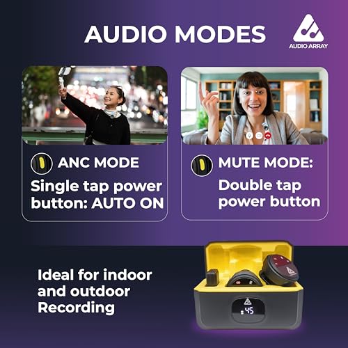 Audio Array AM-W20 Magnetic Wireless Lapel Microphone Set | One Touch Smart Noise Reduction | 48KHz/24Bit Hi-fi Recording | 50M Range | 800mAh 48Hrs Long Battery Backup | Vlogging, Podcast, Streaming - Image 3