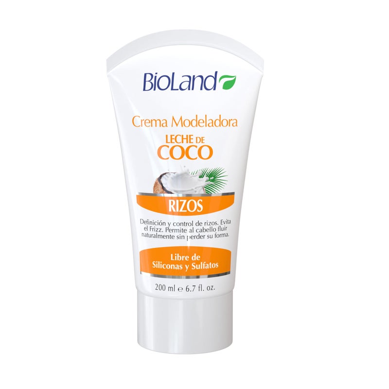Bioland Coconut Milk Curl Cream - Ultra-Defining & Frizz-Control Cream for Curly Hair - 6.76 fl oz (200mL) - Image 1