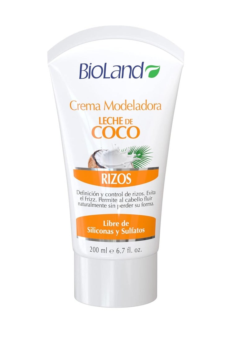 Bioland Coconut Milk Curl Cream - Ultra-Defining & Frizz-Control Cream for Curly Hair - 6.76 fl oz (200mL)  - Image 1
