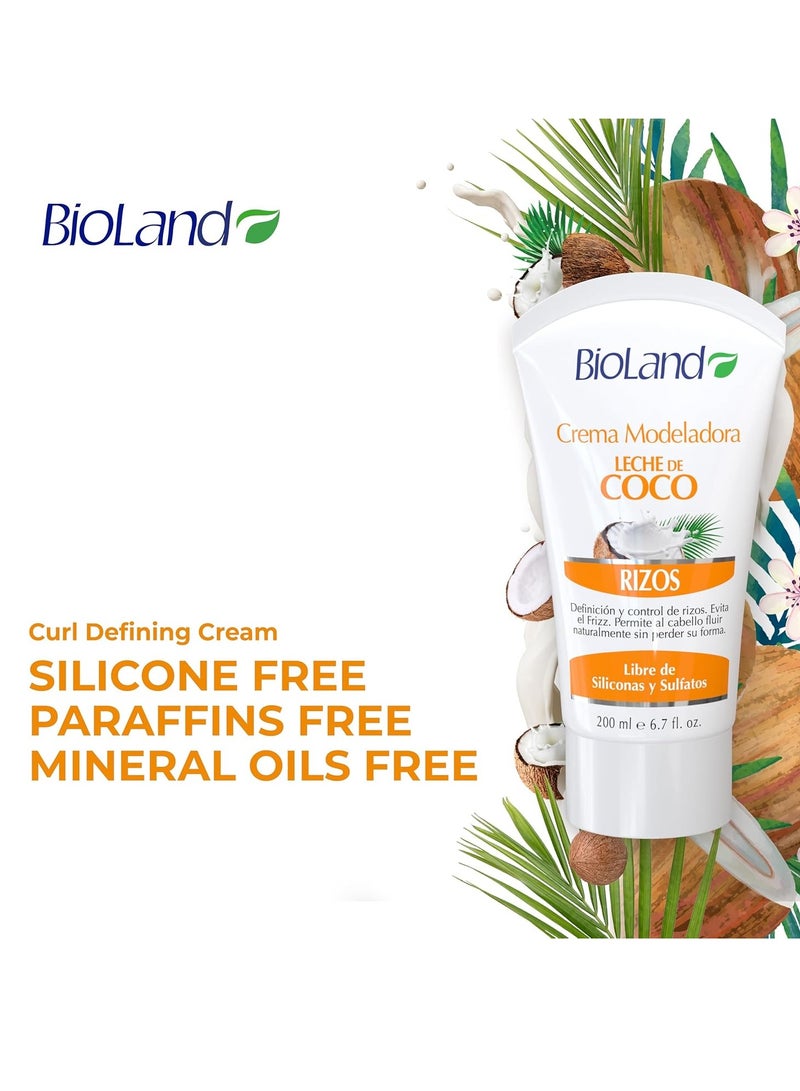Bioland Coconut Milk Curl Cream - Ultra-Defining & Frizz-Control Cream for Curly Hair - 6.76 fl oz (200mL)  - Image 4