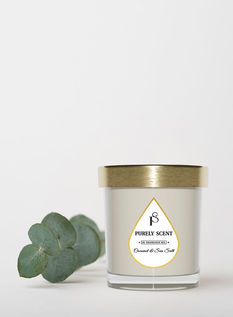Purely Scent Luxury Soy Wax Scented Candles | Coconut n Sea Salt 1 Wick Jar Candles | 10% Essential Oils | Long-Lasting Aromatherapy for Bath, Yoga, Sleep, Wedding, Party & Diwali Gift - Image 4