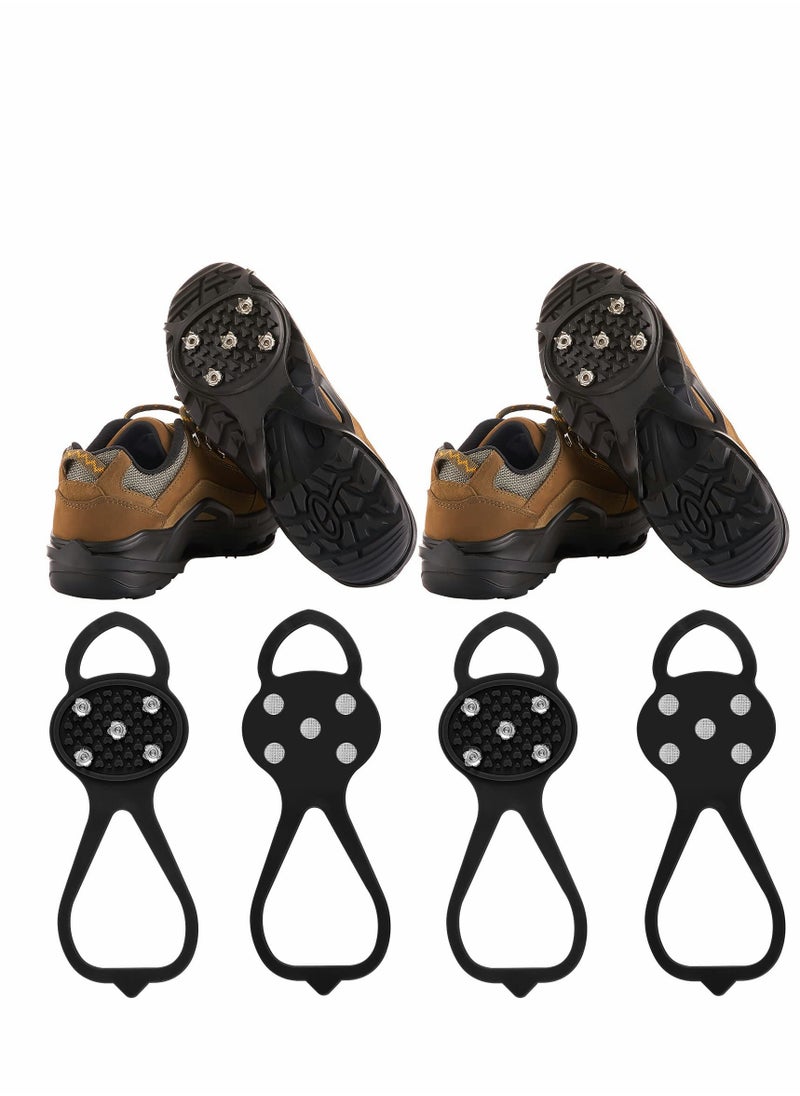 Generic 2 Pairs Non-Slip Gripper Spikes Claw, Universal Ice Non-Slip Shoe Spikes, Anti-Skid Snow Ice Shoe Spikes with 5 Tooth Steel Nails for Hiking, Mountaineering, Skiing, Walking Shoes, Boots  - Image 1