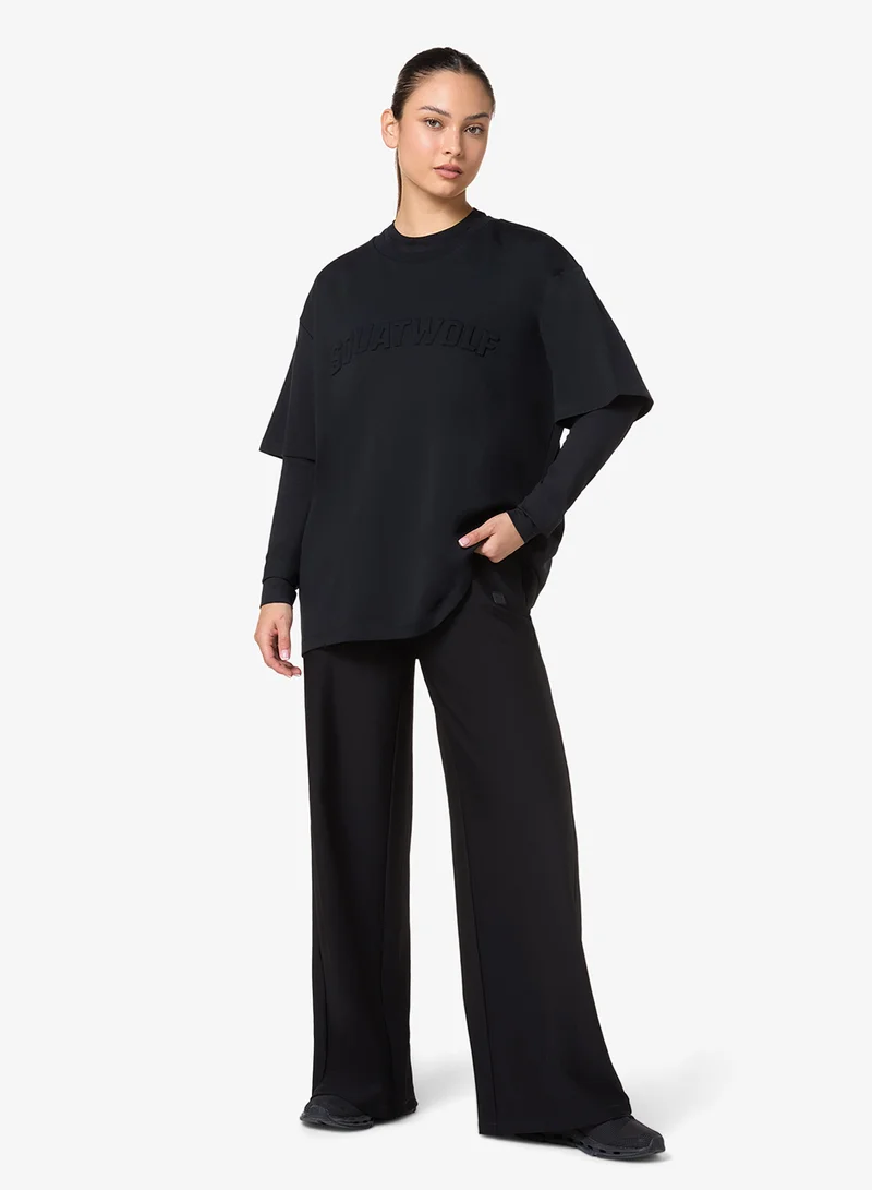 سكوات وولف تي شيرت قصير الأكمام واسع بقصة مميزة