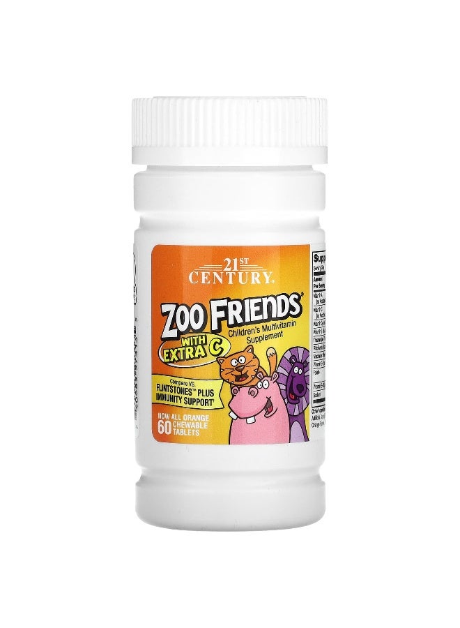 21st CENTURY 21st Century, Zoo Friends with Extra C, Orange, 60 Chewable Tablets 