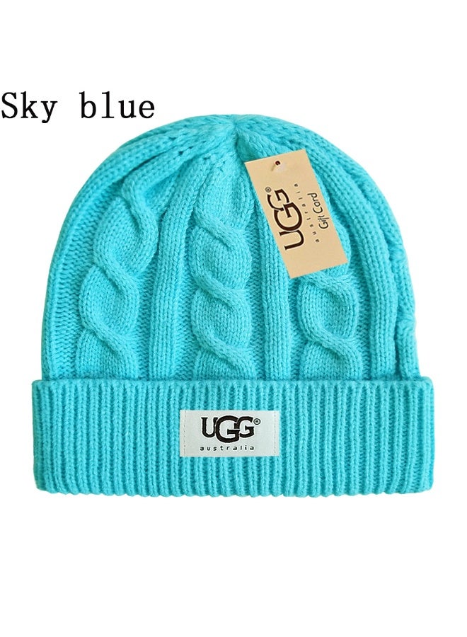 UGG Fresh Sky Blue Cable-Knit Beanie – Soft Warm Winter Hat for Refreshing Style 615Size
