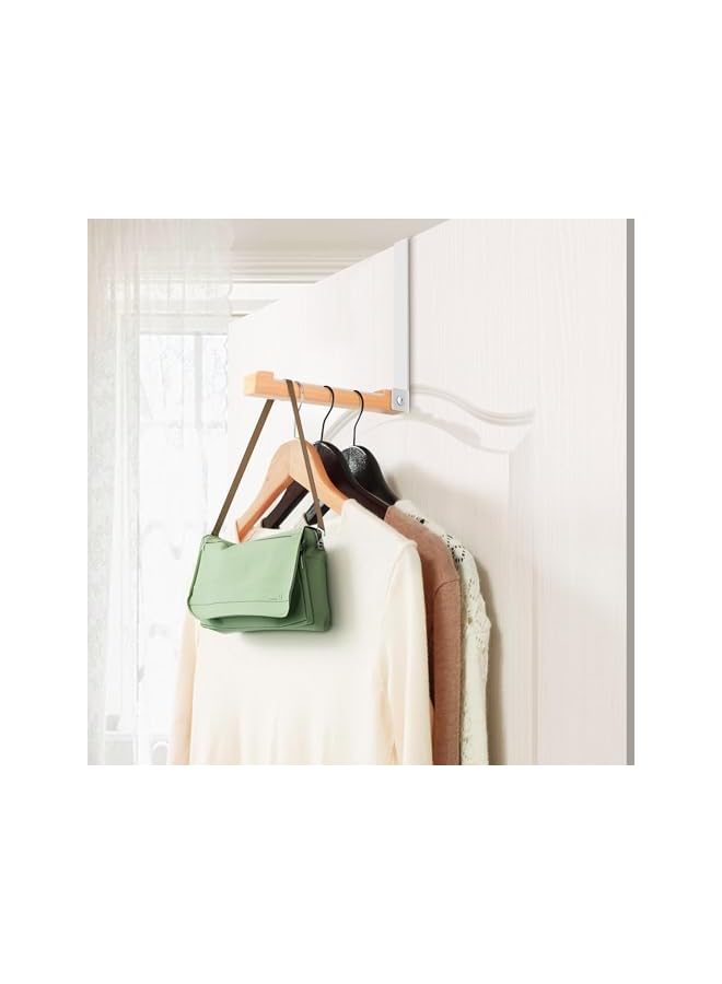 promass 2 Pack Folding Door Hook Wooden Foldable Coat Hooks, Space Saving Over Door Hooks Perfect for Drying Clothes, Hanging Coat, Hat, Towel, Bag - Image 2