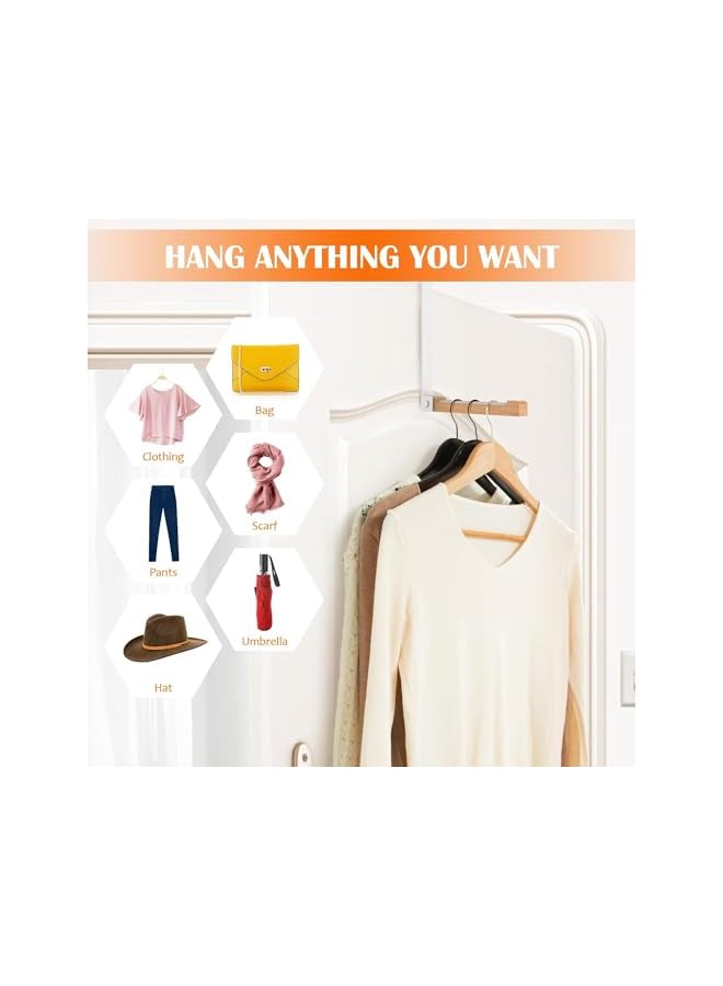 promass 2 Pack Folding Door Hook Wooden Foldable Coat Hooks, Space Saving Over Door Hooks Perfect for Drying Clothes, Hanging Coat, Hat, Towel, Bag - Image 5