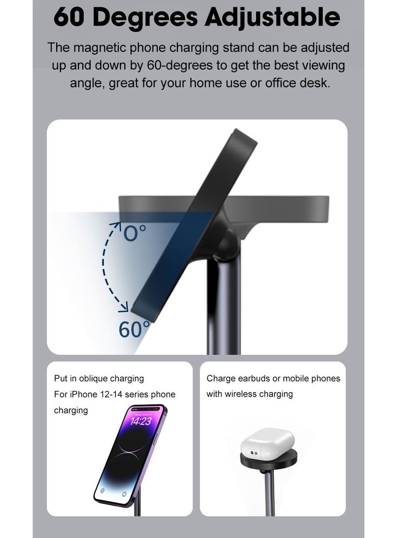 GULFLINK 2 in 1 Magnetic Desktop Wireless Charger for Apple Watch Series SE 8 7 6 5 4 3 Ultra iPhone 14/14 Pro/14 Pro Max/13 Pro/13 Pro Max/12/12 Pro/12 Pro Max Black - Image 3